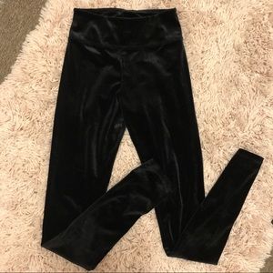 Black velvet leggings